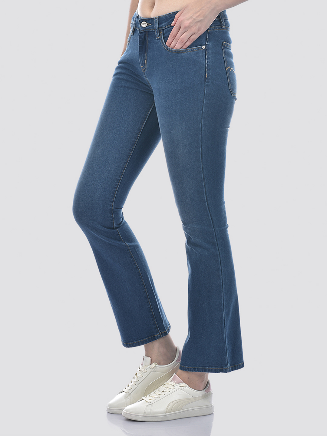 Numero Uno Women Blue Boot Cut Utility Cargo Sustainable Jeans